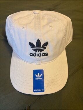 adidas White Cap with Black Trefoil Logo